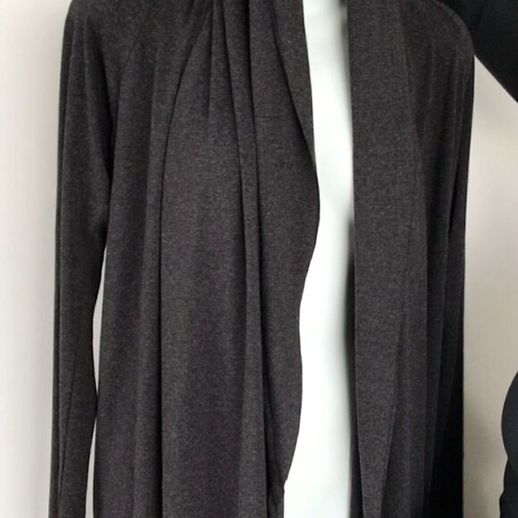HAZEL Women's Long Dark Grey, Shall/Waterfall Sweater Cardigan, long sleeve sz S - Picture 10 of 15